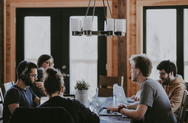 Growing business team at work