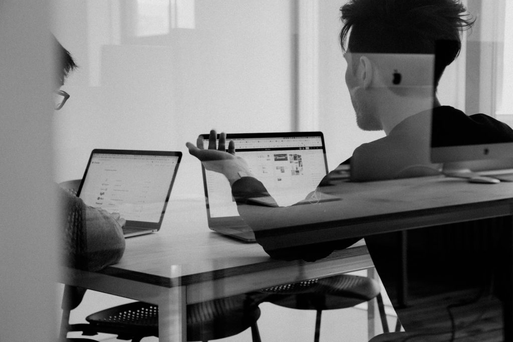 Business team collaborating with a cloud hosted phone system